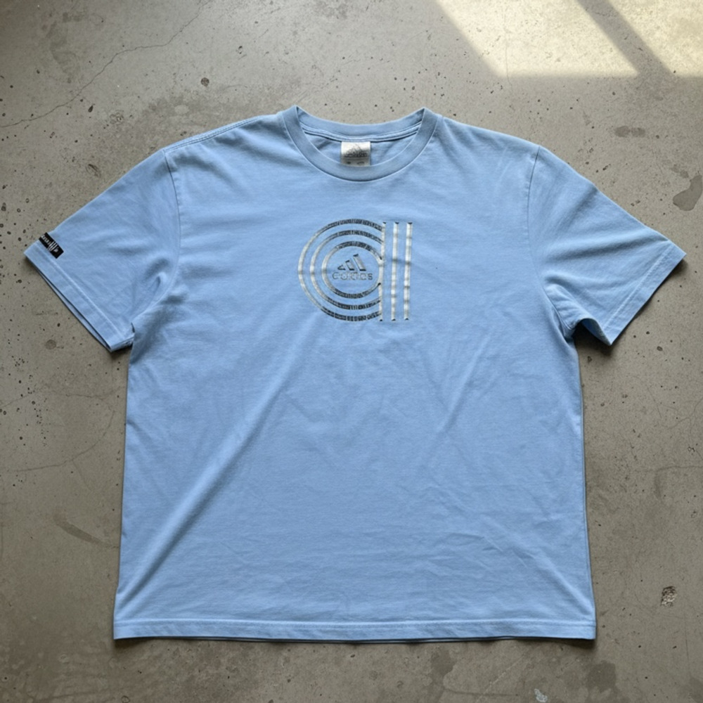 Adidas Graphic T-Shirt Size 2XL Light Blue Vintage Logo Tee